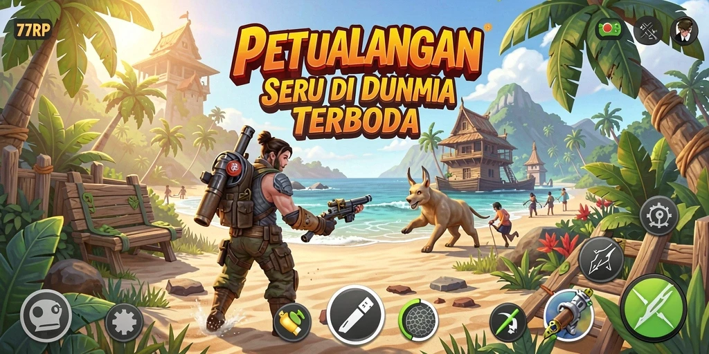 Tangkapan layar gameplay 77RP yang menampilkan eksplorasi dunia terbuka.