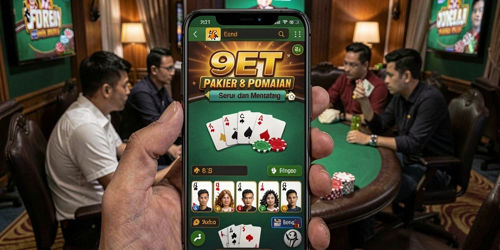 Screenshot gameplay 9ET yang menunjukkan momen seru dalam poker.