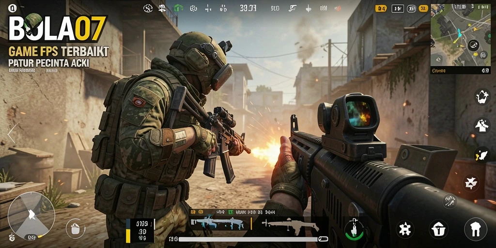 Tampilan gameplay BOLA07 yang menampilkan aksi menegangkan di arena perang.