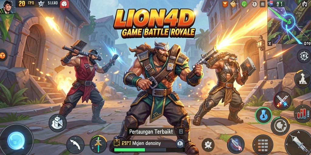 Gameplay seru dalam LION4D dengan pertarungan Battle Royale yang intens.