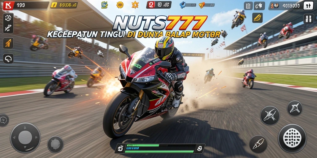 Gameplay seru balap motor di lintasan yang menarik.