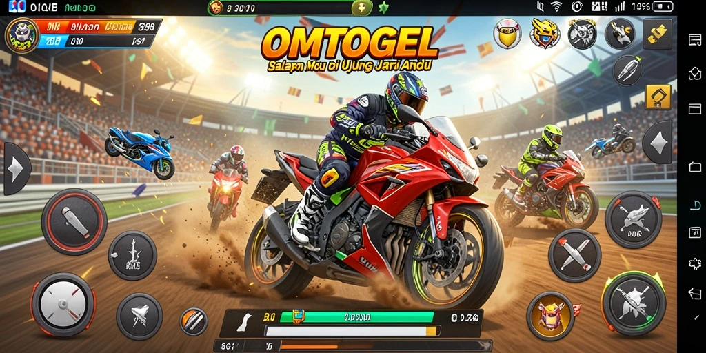 Tampilan gameplay menarik saat balapan motor di lintasan.