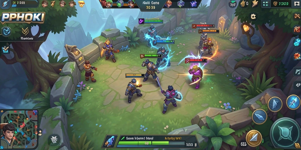 Tampilan seru gameplay PPHOKI dalam pertempuran tim MOBA.