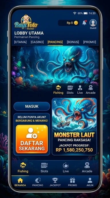 Tampilan antarmuka pengguna aplikasi bayitoto.